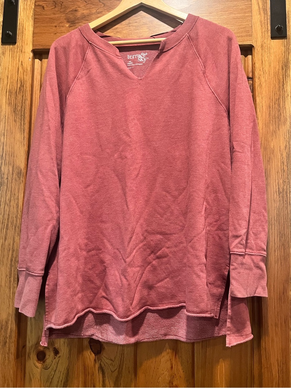 Terra & Sky relaxed Crew Neck Sweatshirt- weathered rusty red